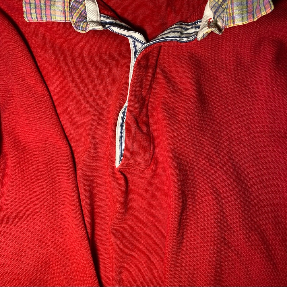 Vintage J. Crew Men's Quilted Collar Polo Long Sleeve Red XL - Picture 5 of 7
